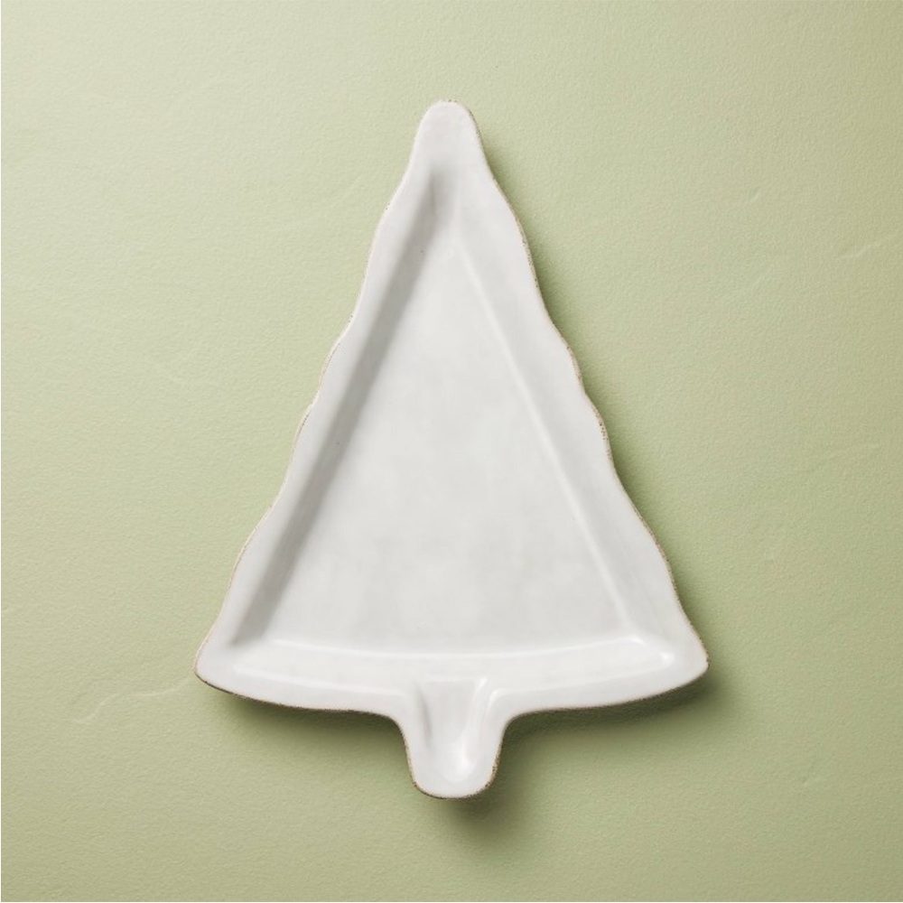 10"x13.5" Stoneware Tree Shape Cookie Plate Sour Cream - Hearth & Hand Magnolia